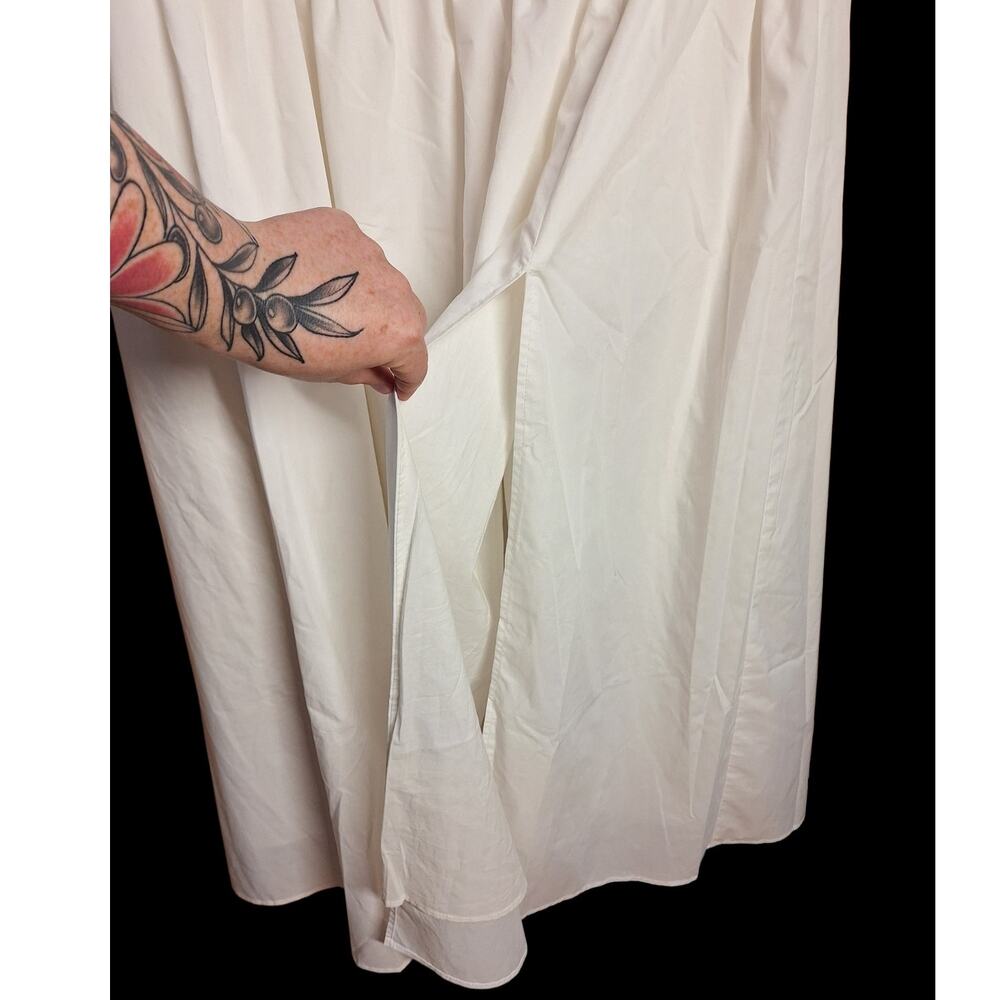 Commense Shirred high waist maxi skirt white w slit minimalist smocked beachy - Picture 7 of 7
